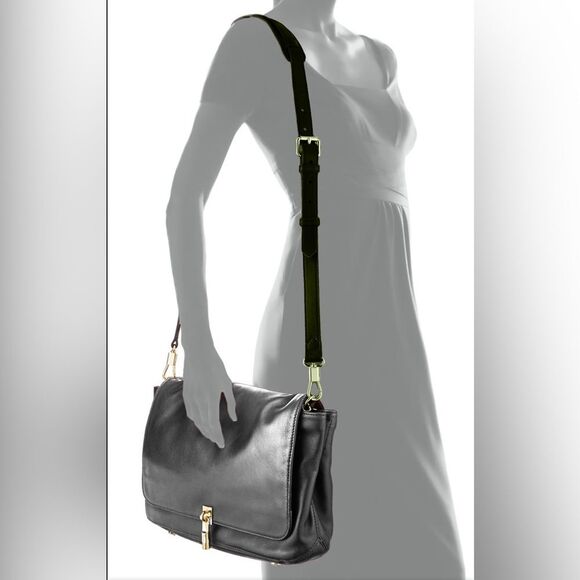 Elizabeth and James Black Lambskin Crossbody Bag NWOT Designer - Picture 5 of 10